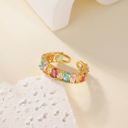 Water Droplets Ring For Women In Electroplated Copper With 18K Real Gold Plated Finish And Zircon Inlay