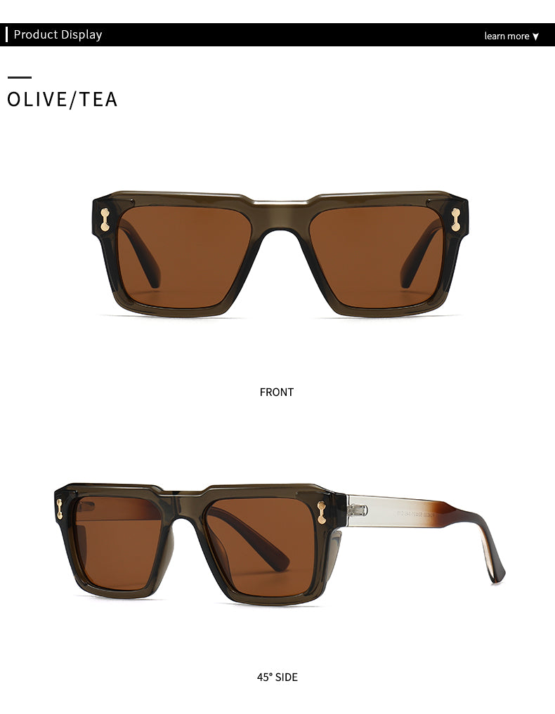 Unisex Square Full Frame Sunglasses With PC Polarized Lens Material In Coffer Color For All Seasons