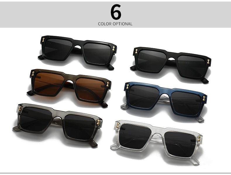 Unisex Square Full Frame Sunglasses With PC Polarized Lens Material In Coffer Color For All Seasons