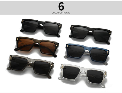 Unisex Square Full Frame Sunglasses With PC Polarized Lens Material In Coffer Color For All Seasons