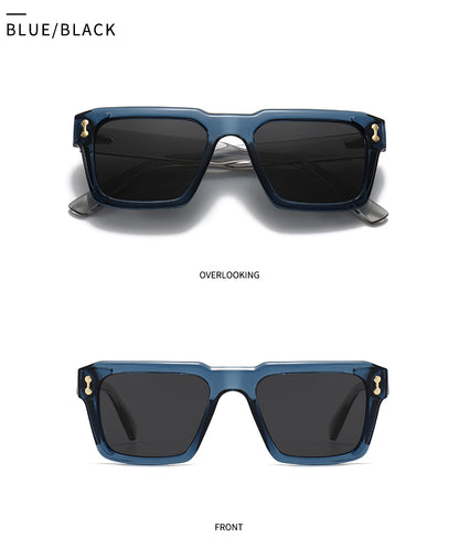 Unisex Square Full Frame Sunglasses With PC Polarized Lens Material In Coffer Color For All Seasons