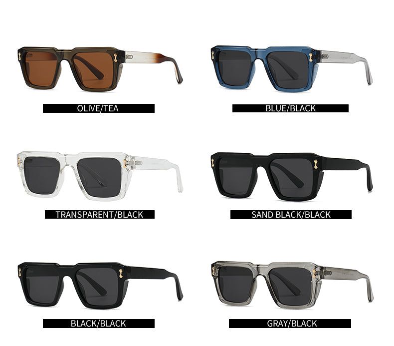 Unisex Square Full Frame Sunglasses With PC Polarized Lens Material In Coffer Color For All Seasons