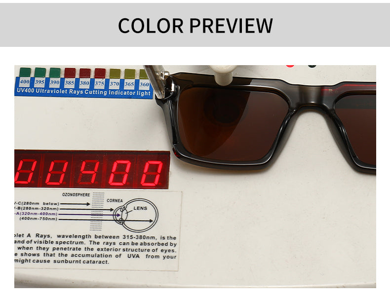 Unisex Square Full Frame Sunglasses With PC Polarized Lens Material In Coffer Color For All Seasons