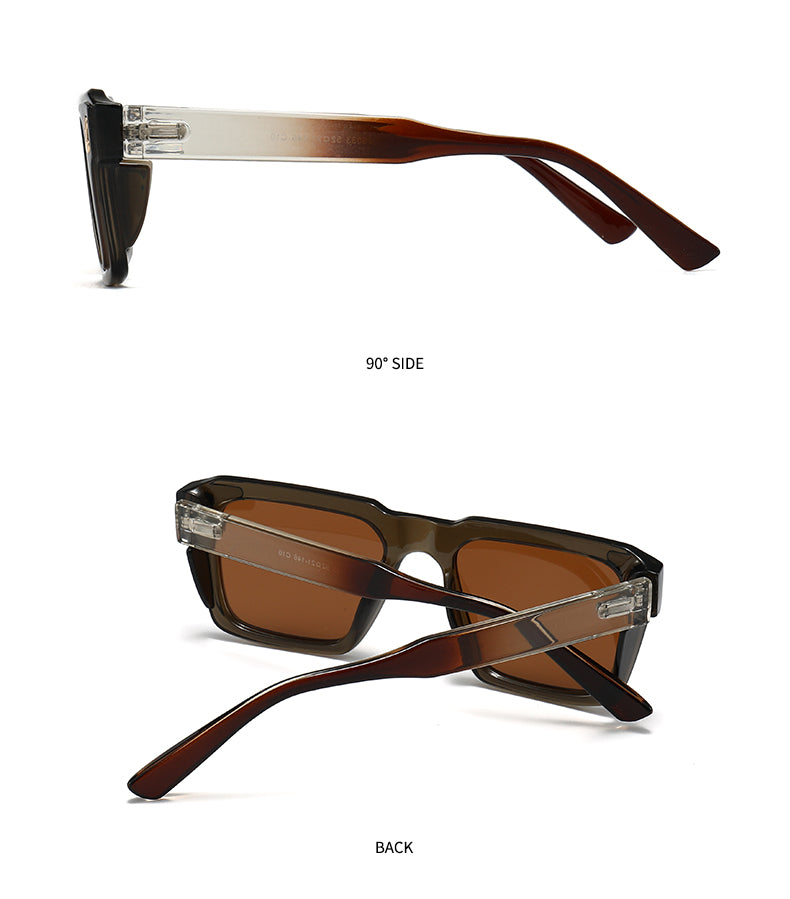 Unisex Square Full Frame Sunglasses With PC Polarized Lens Material In Coffer Color For All Seasons