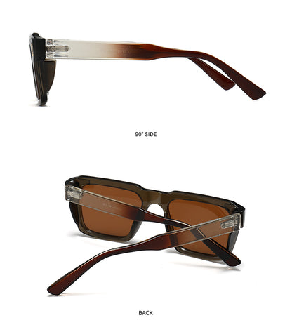 Unisex Square Full Frame Sunglasses With PC Polarized Lens Material In Coffer Color For All Seasons