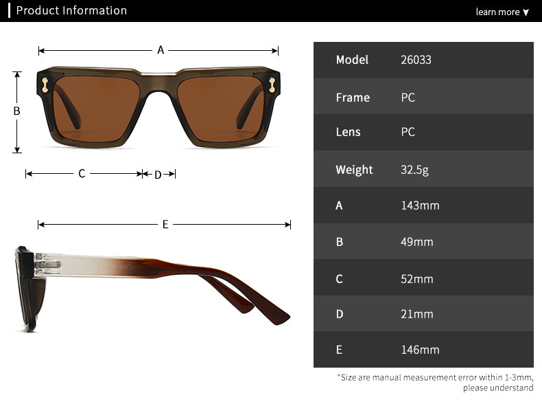 Unisex Square Full Frame Sunglasses With PC Polarized Lens Material In Coffer Color For All Seasons