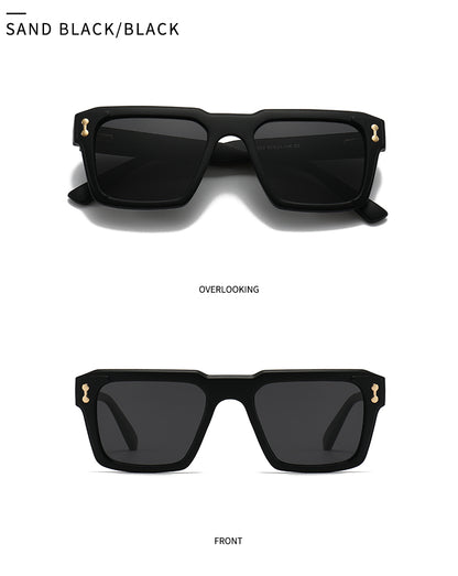 Unisex Square Full Frame Sunglasses With PC Polarized Lens Material In Coffer Color For All Seasons