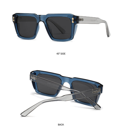 Unisex Square Full Frame Sunglasses With PC Polarized Lens Material In Coffer Color For All Seasons
