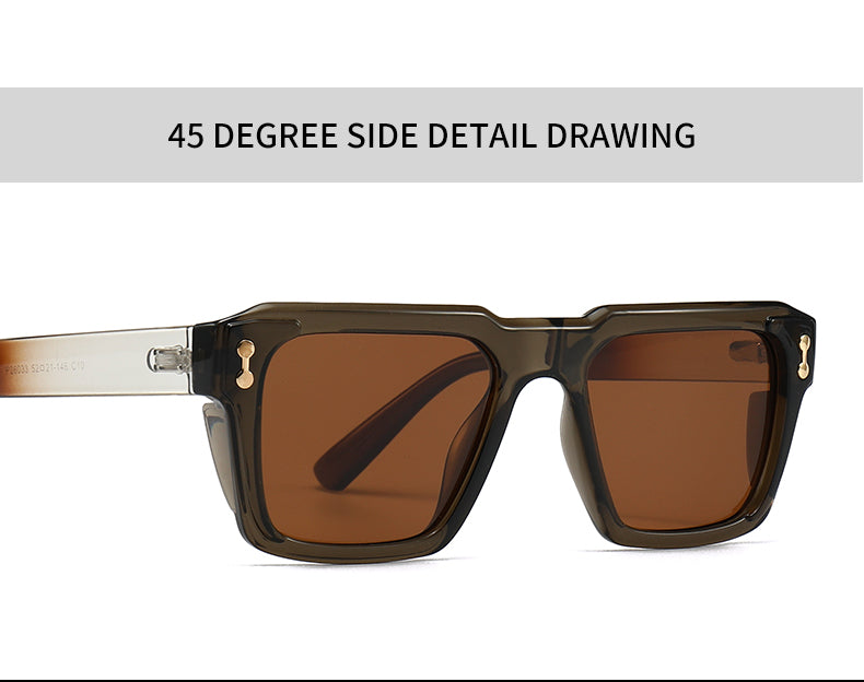 Unisex Square Full Frame Sunglasses With PC Polarized Lens Material In Coffer Color For All Seasons