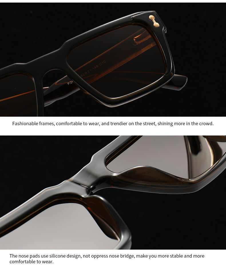 Unisex Square Full Frame Sunglasses With PC Polarized Lens Material In Coffer Color For All Seasons