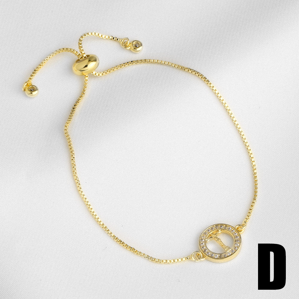 Virgin Mary Bracelet For Unisex Featuring Copper Material With 18K Real Gold Plated And Zircon Inlay On Cable Chain