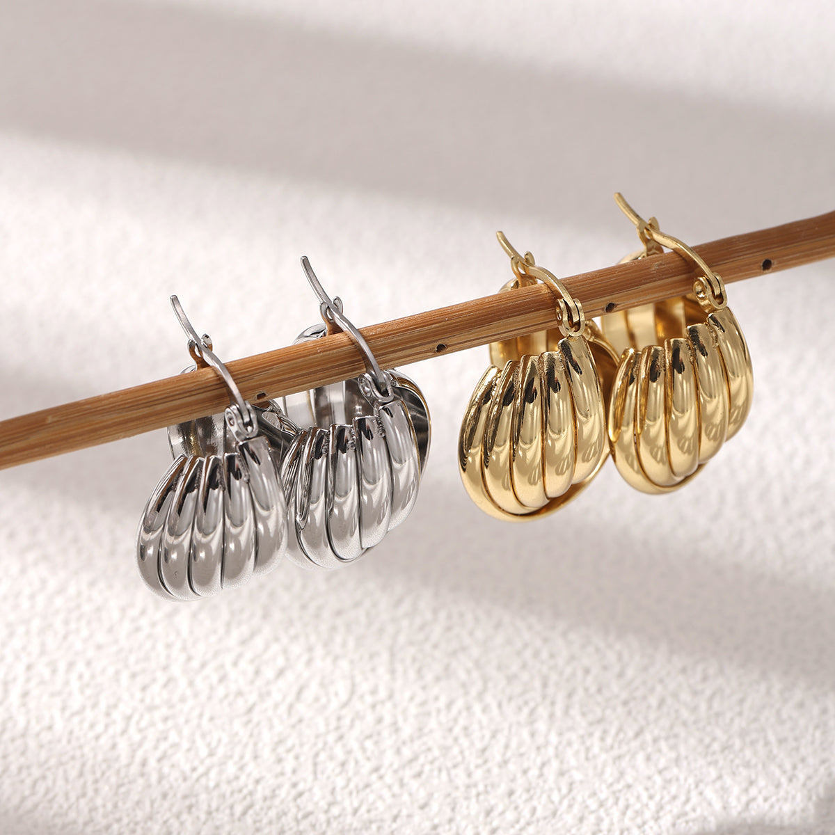 Geometric Earrings For Women Made Of 304 Stainless Steel Featuring Electroplated 18K Real Gold Plating With PVD Coated Finish