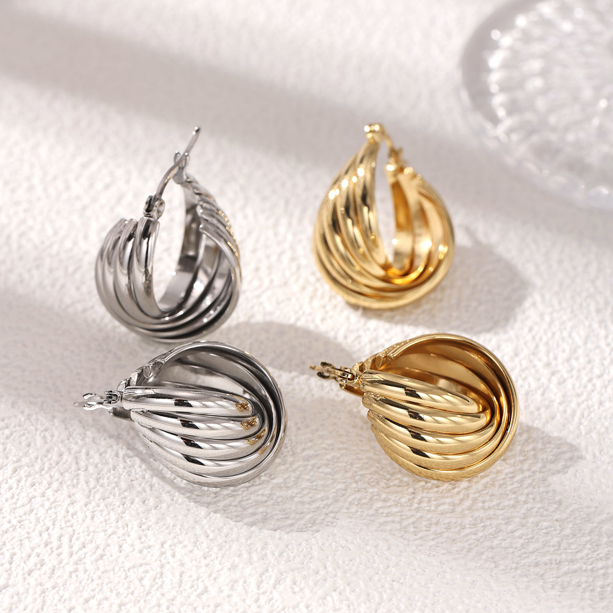 Geometric Earrings For Women Made Of 304 Stainless Steel Featuring Electroplated 18K Real Gold Plating With PVD Coated Finish