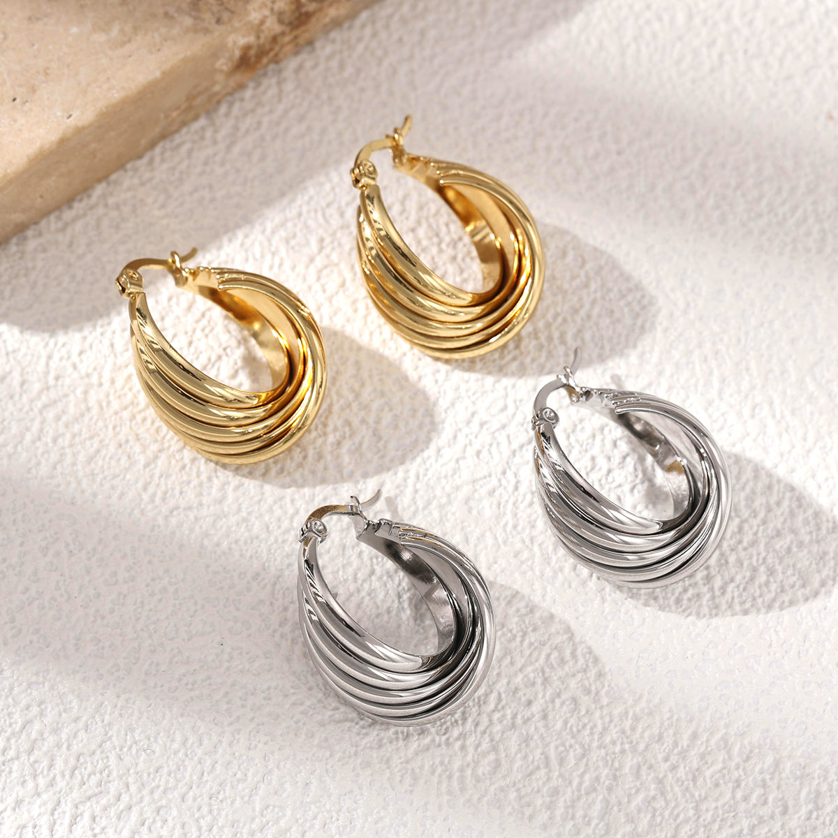 Geometric Earrings For Women Made Of 304 Stainless Steel Featuring Electroplated 18K Real Gold Plating With PVD Coated Finish