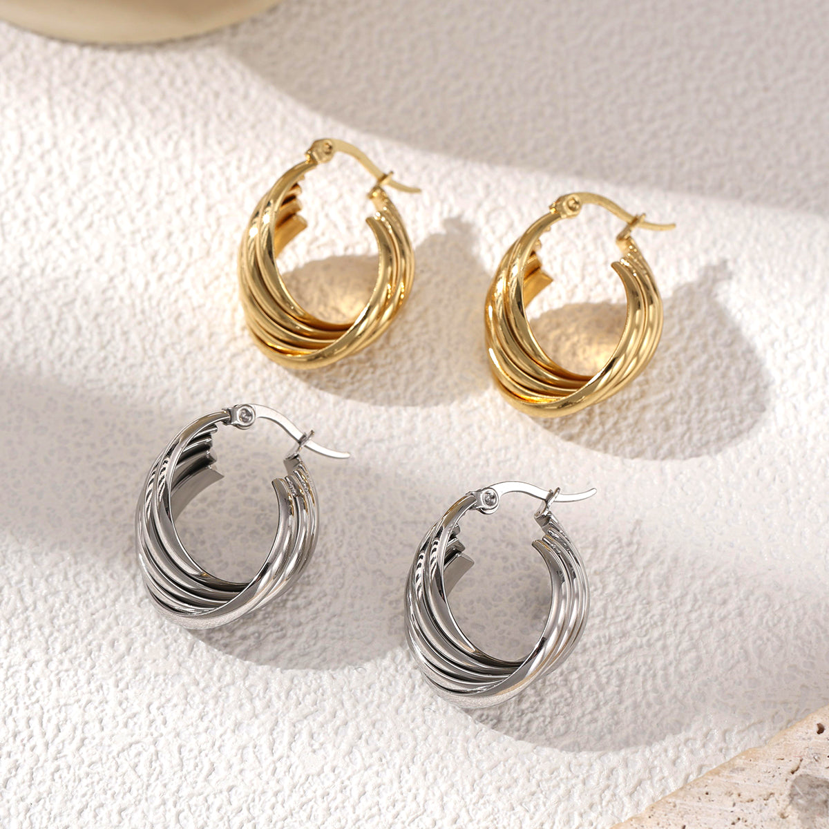 Geometric Earrings For Women Made Of 304 Stainless Steel Featuring Electroplated 18K Real Gold Plating With PVD Coated Finish