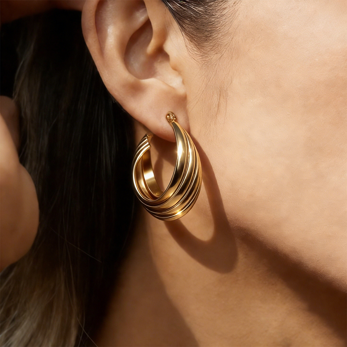 Geometric Earrings For Women Made Of 304 Stainless Steel Featuring Electroplated 18K Real Gold Plating With PVD Coated Finish