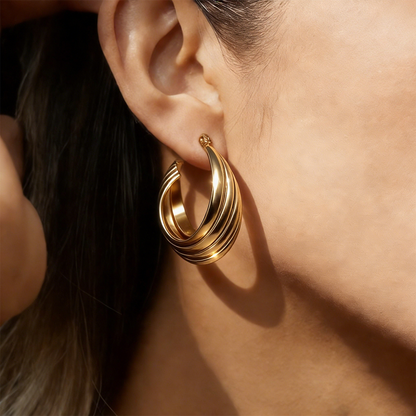Geometric Earrings For Women Made Of 304 Stainless Steel Featuring Electroplated 18K Real Gold Plating With PVD Coated Finish