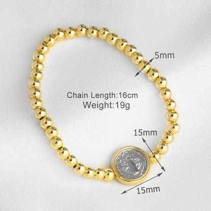 Virgin Mary Bracelet For Unisex Featuring Copper Material With 18K Real Gold Plated And Zircon Inlay On Cable Chain