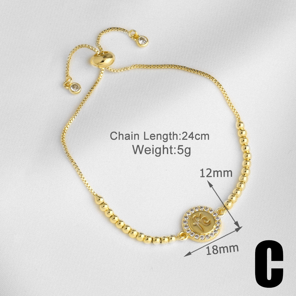 Virgin Mary Bracelet For Unisex Featuring Copper Material With 18K Real Gold Plated And Zircon Inlay On Cable Chain