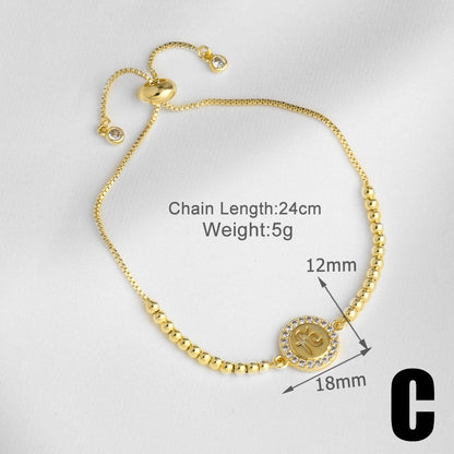 Virgin Mary Bracelet For Unisex Featuring Copper Material With 18K Real Gold Plated And Zircon Inlay On Cable Chain