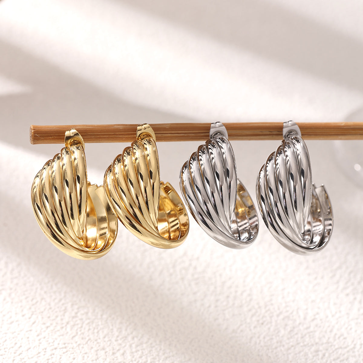 Geometric Earrings For Women Featuring Electroplated 304 Stainless Steel With 18K Real Gold Plated PVD Coating