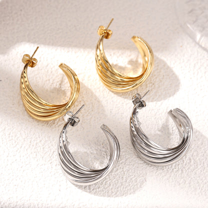 Geometric Earrings For Women Featuring Electroplated 304 Stainless Steel With 18K Real Gold Plated PVD Coating
