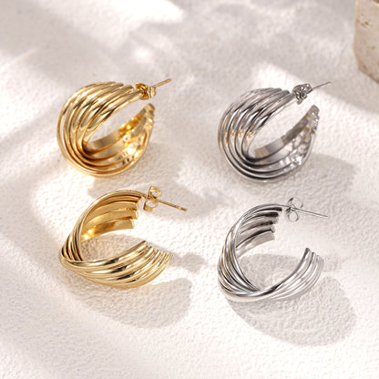 Geometric Earrings For Women Featuring Electroplated 304 Stainless Steel With 18K Real Gold Plated PVD Coating