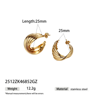 Geometric Earrings For Women Featuring Electroplated 304 Stainless Steel With 18K Real Gold Plated PVD Coating