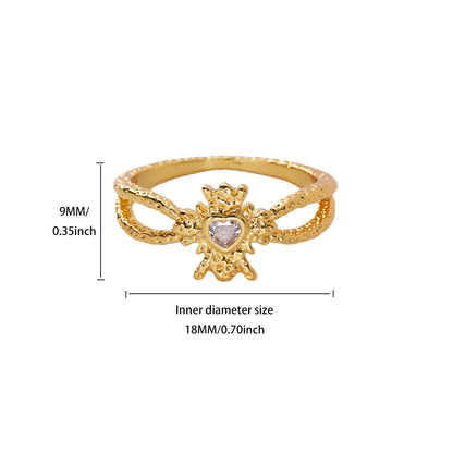Water Droplets Ring For Women In Electroplated Copper With 18K Real Gold Plated Finish And Zircon Inlay