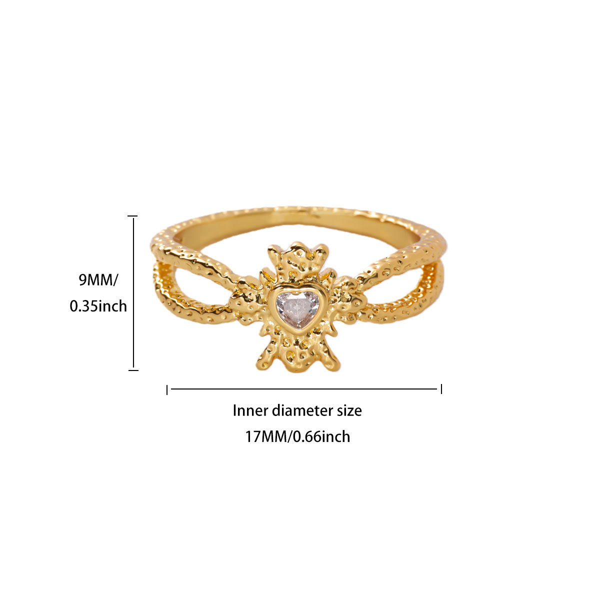 Water Droplets Ring For Women In Electroplated Copper With 18K Real Gold Plated Finish And Zircon Inlay