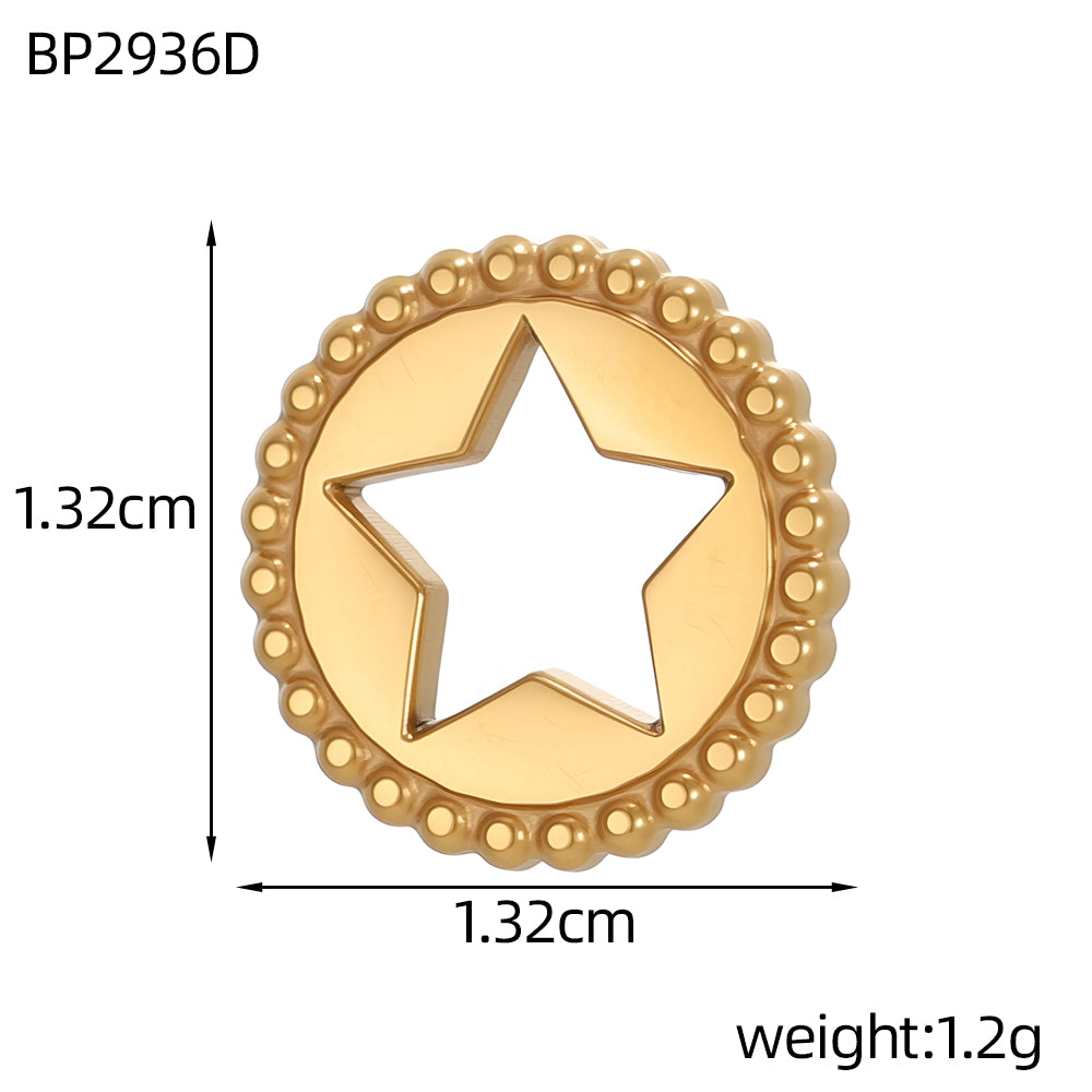 Circle Pendant In 304 Stainless Steel With 14K Real Gold Plated 0.03µm Thick PVD Coated Electroplated Finish, 1 Piece