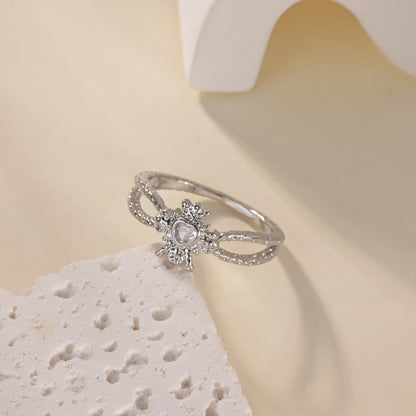 Water Droplets Ring For Women In Electroplated Copper With 18K Real Gold Plated Finish And Zircon Inlay