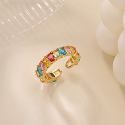 Water Droplets Ring For Women In Electroplated Copper With 18K Real Gold Plated Finish And Zircon Inlay