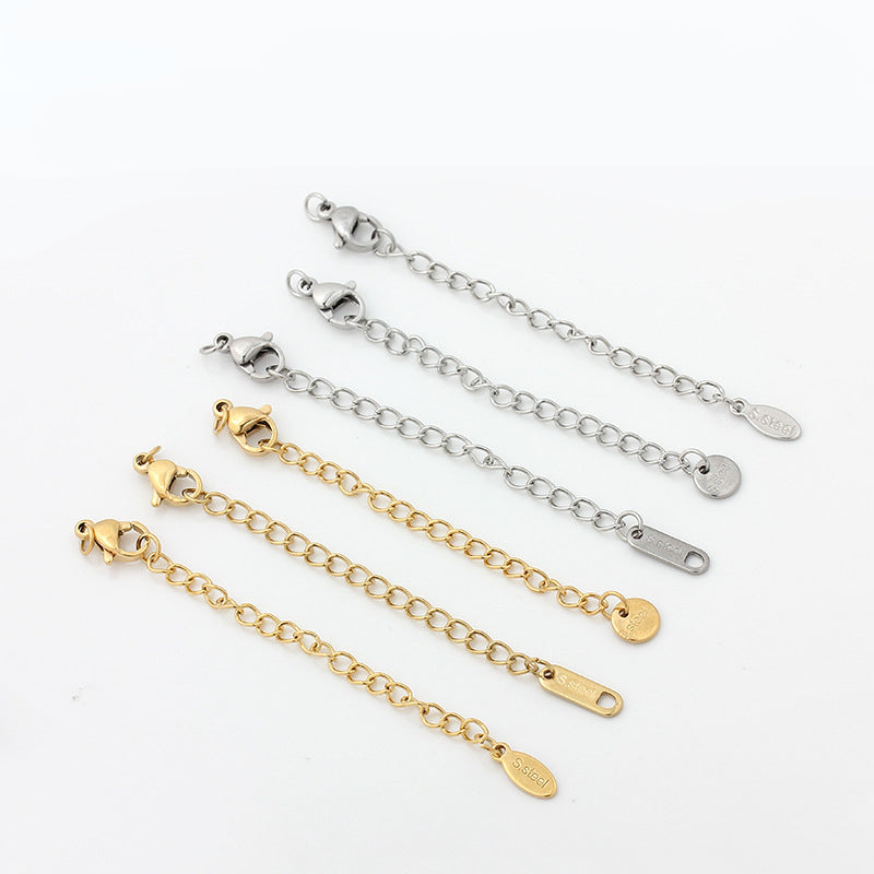 Original Design Round Extension Chain In Golden Titanium Steel With PVD Coated Finish, 1 Piece Jewelry Accessory