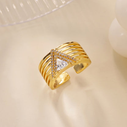 Water Droplets Ring For Women In Electroplated Copper With 18K Real Gold Plated Finish And Zircon Inlay