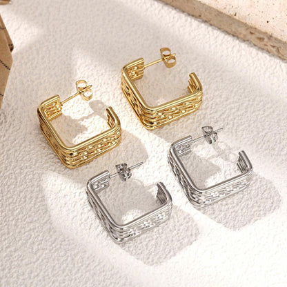 Geometric Earrings For Women Featuring Electroplated 304 Stainless Steel With 18K Real Gold Plated PVD Coating