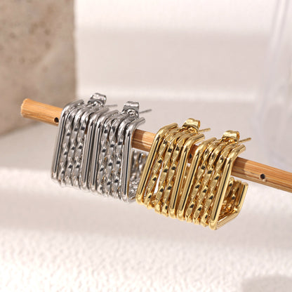Geometric Earrings For Women Featuring Electroplated 304 Stainless Steel With 18K Real Gold Plated PVD Coating