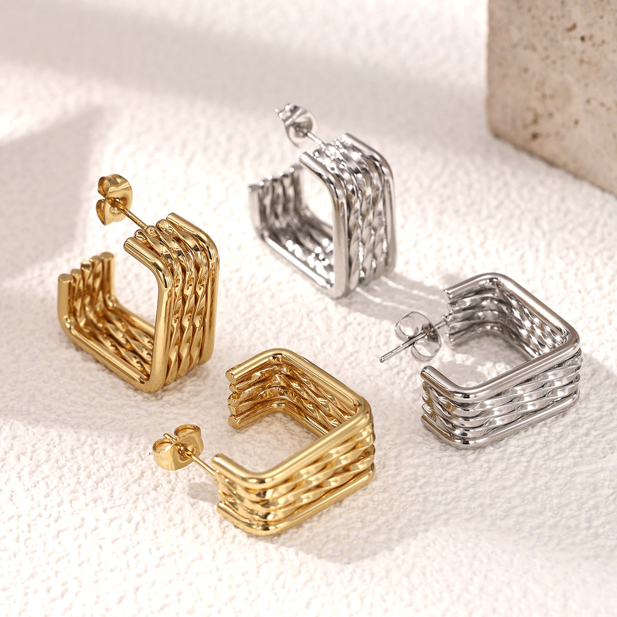 Geometric Earrings For Women Featuring Electroplated 304 Stainless Steel With 18K Real Gold Plated PVD Coating