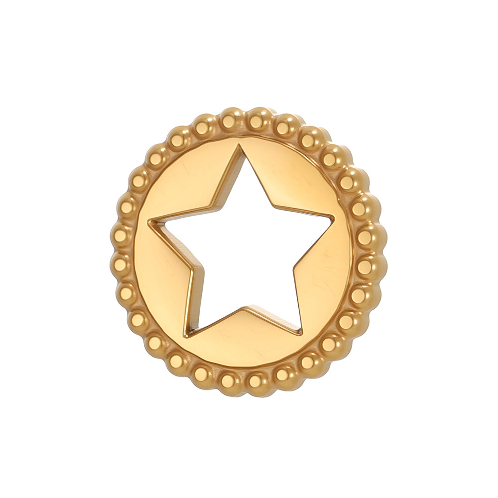 Circle Pendant In 304 Stainless Steel With 14K Real Gold Plated 0.03µm Thick PVD Coated Electroplated Finish, 1 Piece