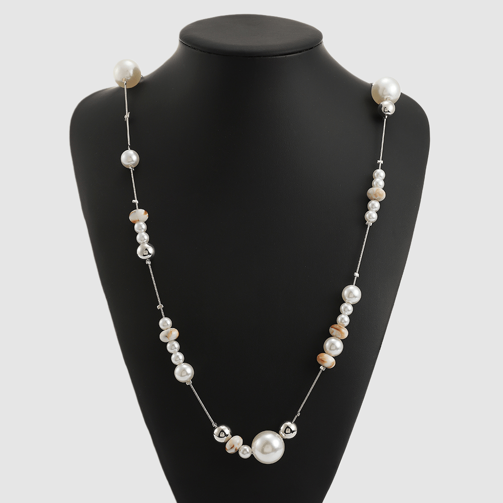 For Women Casual IG Style Beaded Chain Necklace Featuring Imitation Pearl Beading