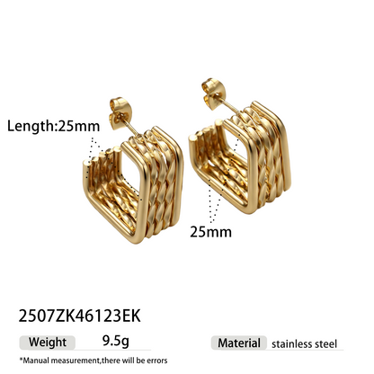 Geometric Earrings For Women Featuring Electroplated 304 Stainless Steel With 18K Real Gold Plated PVD Coating