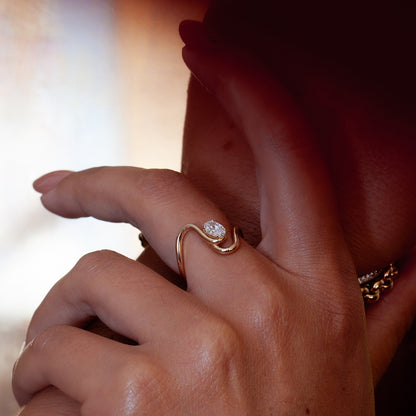 For Women Irregular Rings Made Of 304 Stainless Steel With Electroplated 18K Real Gold Plated And Zircon Inlay