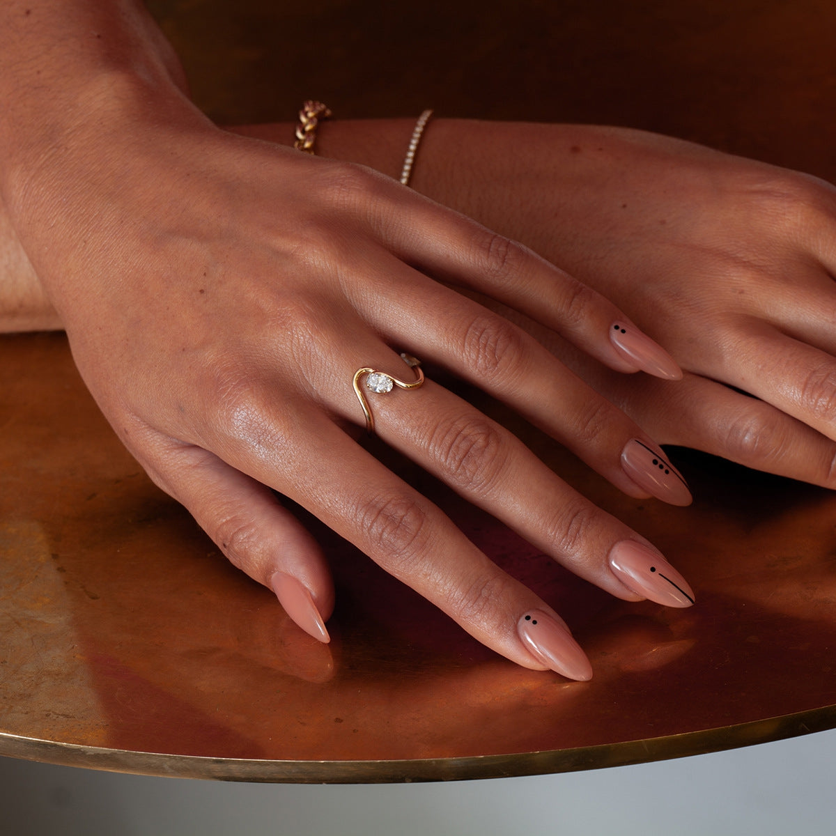 For Women Irregular Rings Made Of 304 Stainless Steel With Electroplated 18K Real Gold Plated And Zircon Inlay