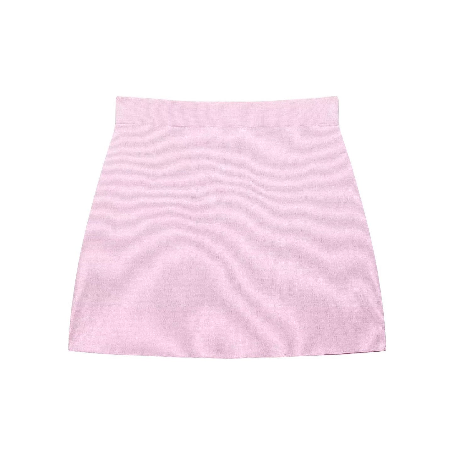 Casual Solid Color Skirt Co-ord Set In Polyester Featuring Knitted Craft With Sleeveless Coat For Spring