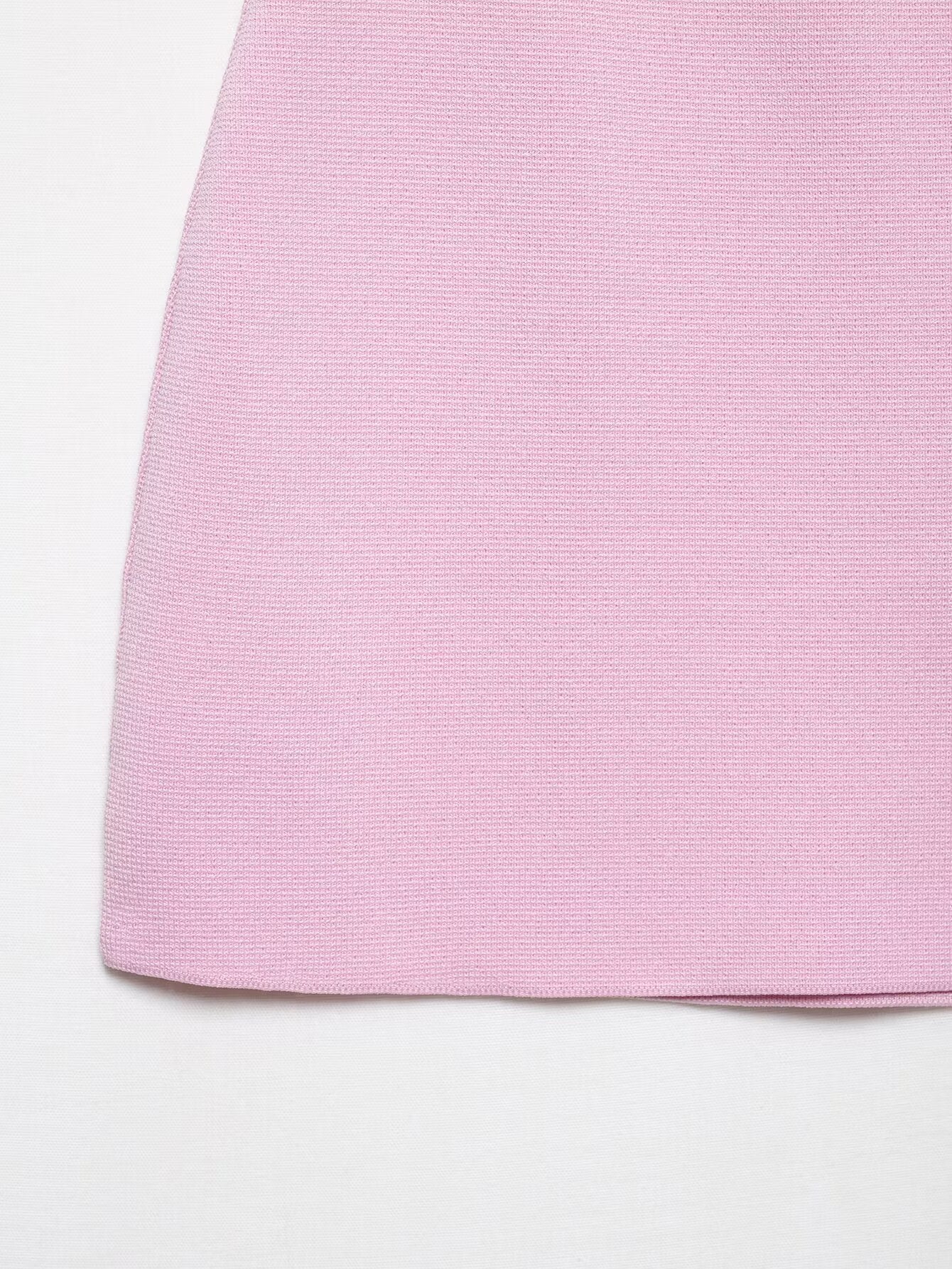 Casual Solid Color Skirt Co-ord Set In Polyester Featuring Knitted Craft With Sleeveless Coat For Spring
