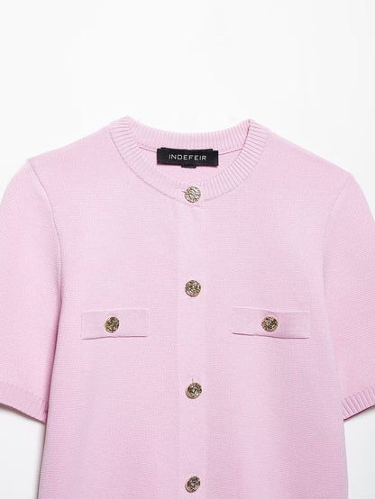 Casual Solid Color Skirt Co-ord Set In Polyester Featuring Knitted Craft With Sleeveless Coat For Spring