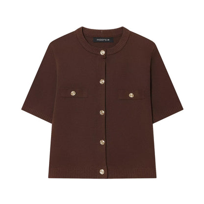Casual Solid Color Skirt Co-ord Set In Polyester Featuring Knitted Craft With Sleeveless Coat For Spring