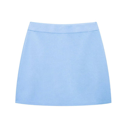 Casual Solid Color Skirt Co-ord Set In Polyester Featuring Knitted Craft With Sleeveless Coat For Spring