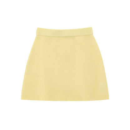 Casual Solid Color Skirt Co-ord Set In Polyester Featuring Knitted Craft With Sleeveless Coat For Spring