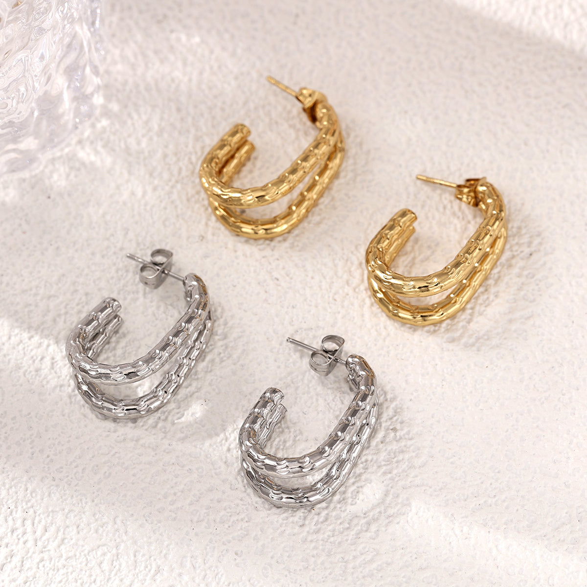Geometric Earrings For Women Featuring Electroplated 304 Stainless Steel With 18K Real Gold Plated PVD Coated Finish